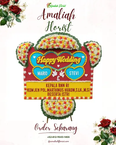 Karangan Papan Bunga Pernikahan di Ampera